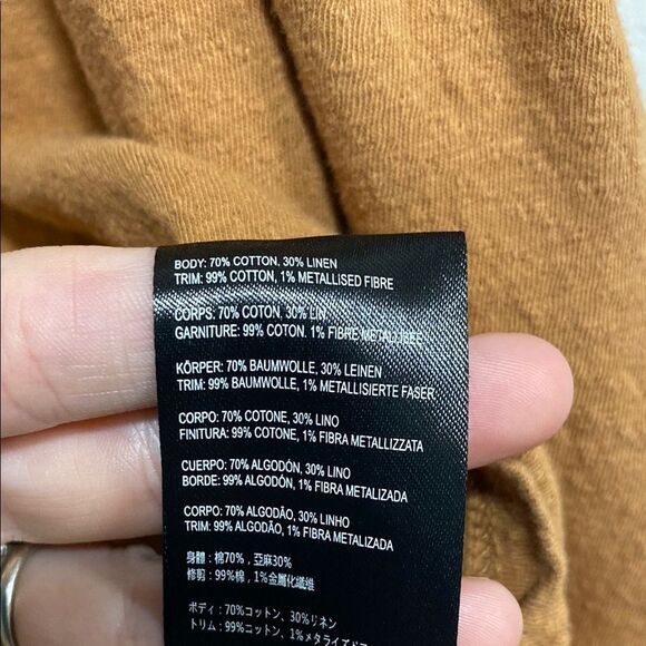 Anthropologie Golden Camel Linen Blend Ruffle Sleeve Babydoll Top | Size XS - Picture 12 of 12